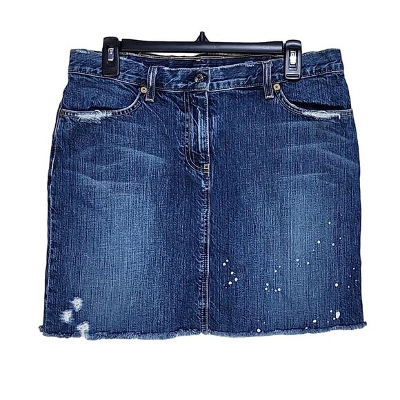 J. Crew Dresses & Skirts - J. Crew Bleach Spotted Raw Hem Jean Mini Skirt Womens Size 14